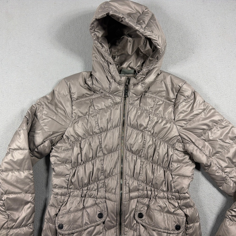 Athleta Puffer Jacket Women Small Hooded Quilted Parka Taupe Brown Core Gorpcore - Picture 2 of 10